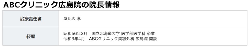 ABCクリニック広島院の院長情報