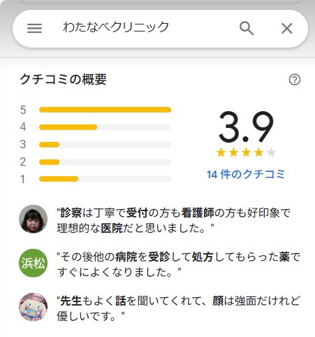 わたなべクリニック　静岡　口コミ
