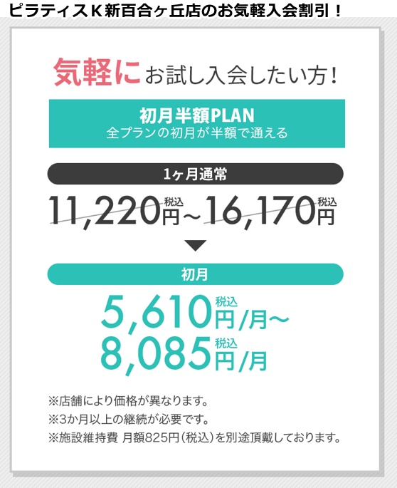 ピラティスＫ新百合丘店の料金