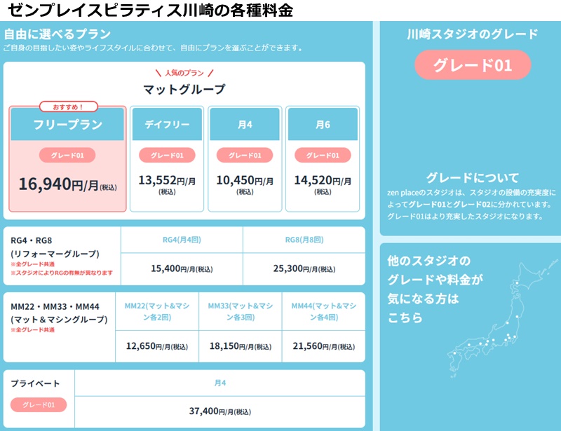 ゼンプレイス川崎の料金