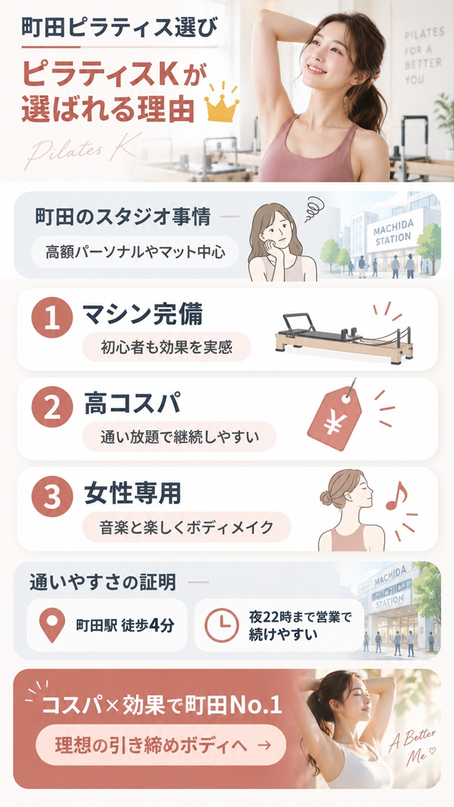 ピラティスk町田店をおすすめする理由の図解