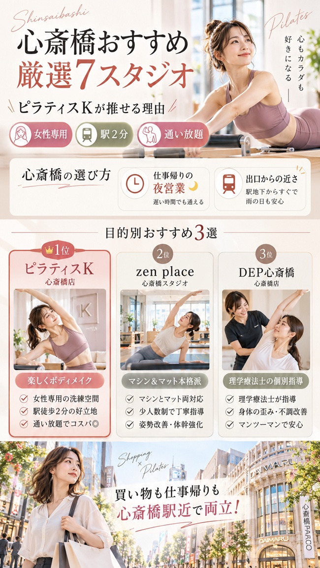 心斎橋でおすすめのピラティススタジオ、ピラティスkが押せるわけ