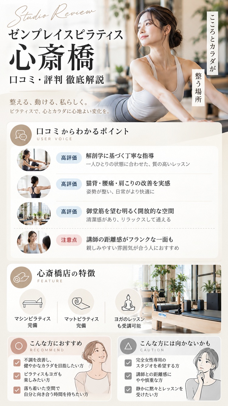 ゼンプレイスピラティス心斎橋の口コミ、おすすめする人を解説