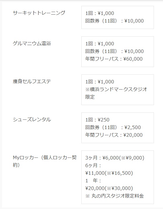 ボディズの料金