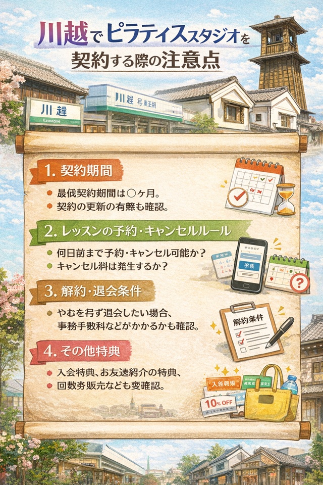 川越のピラティススタジオ契約の注意点