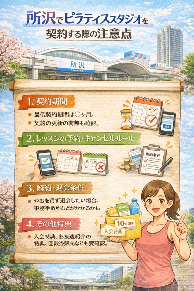 所沢のピラティススタジオ契約の注意点