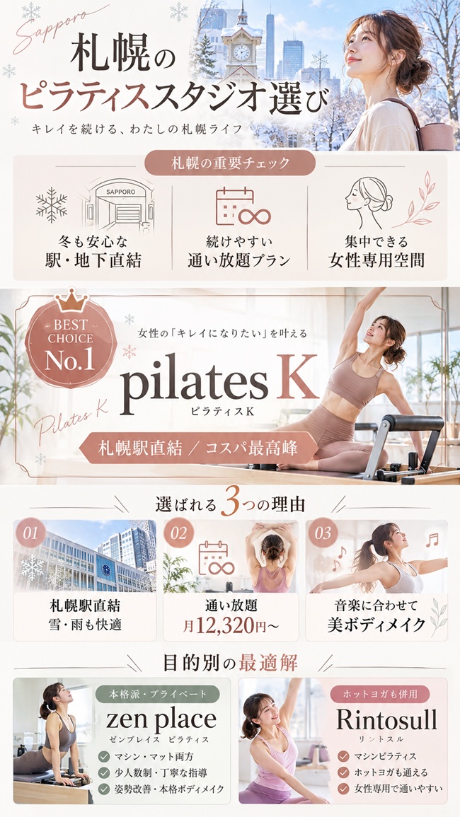 札幌駅でおすすめのピラティススタジオ、ピラティスｋ札幌駅前店がお勧めの根拠