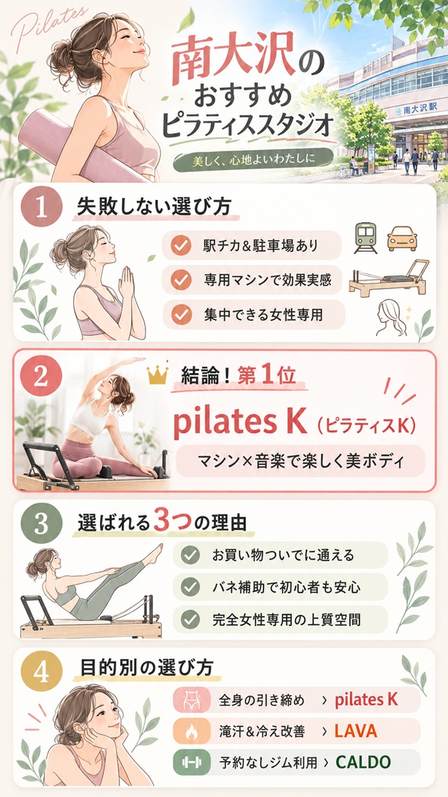 南大沢のおすすめピラティススタジオ、ピラティスｋをおすすめする根拠図解
