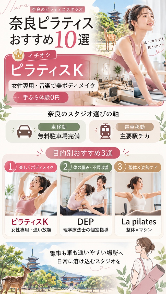 奈良市でおすすめのピラティススタジオ、ピラティスｋ奈良大安寺店のおすすめ理由を解説