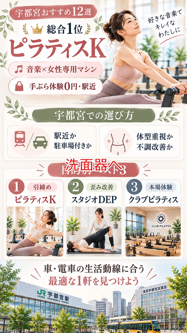 宇都宮でおすすめのピラティススタジオ、ピラティスｋ宇都宮のおすすめ理由図解