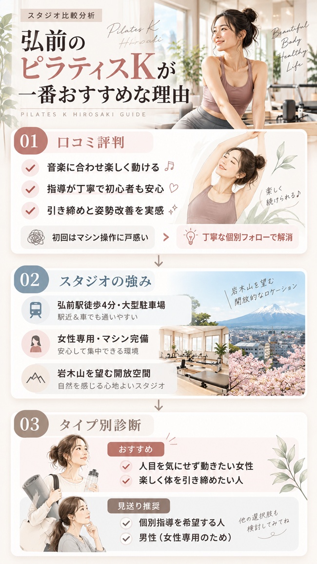 ピラティスkシーナーシーナ弘前店の口コミとおすすめする人