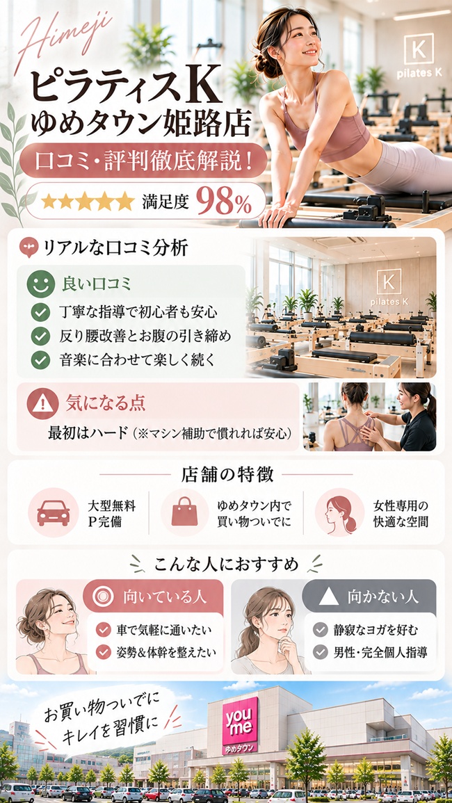 ピラティスKゆめタウン姫路店の口コミとおすすめ情報まとめ図解
