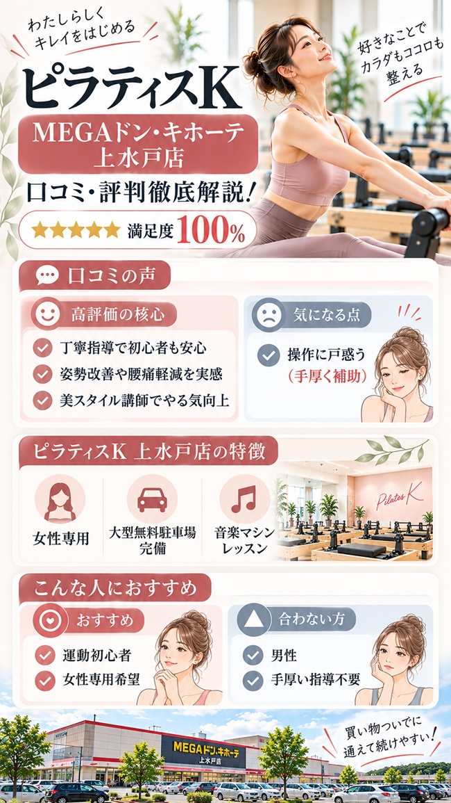 ピラティスｋ水戸店の口コミとおすすめする人のまとめ図解
