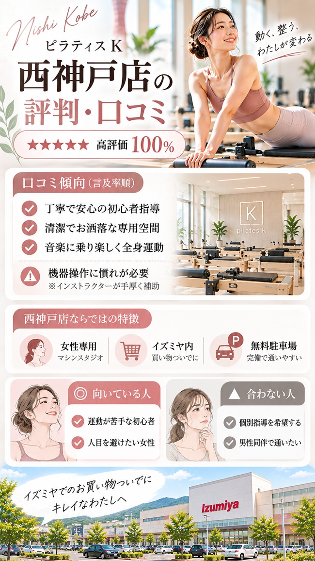 ピラティスk西神戸店の口コミやおすすめする人のまとめ図解