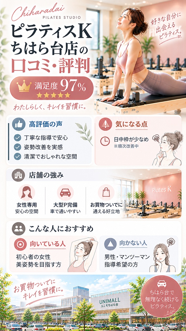 ピラティスkちはら台店の口コミとおすすめする人などの図解