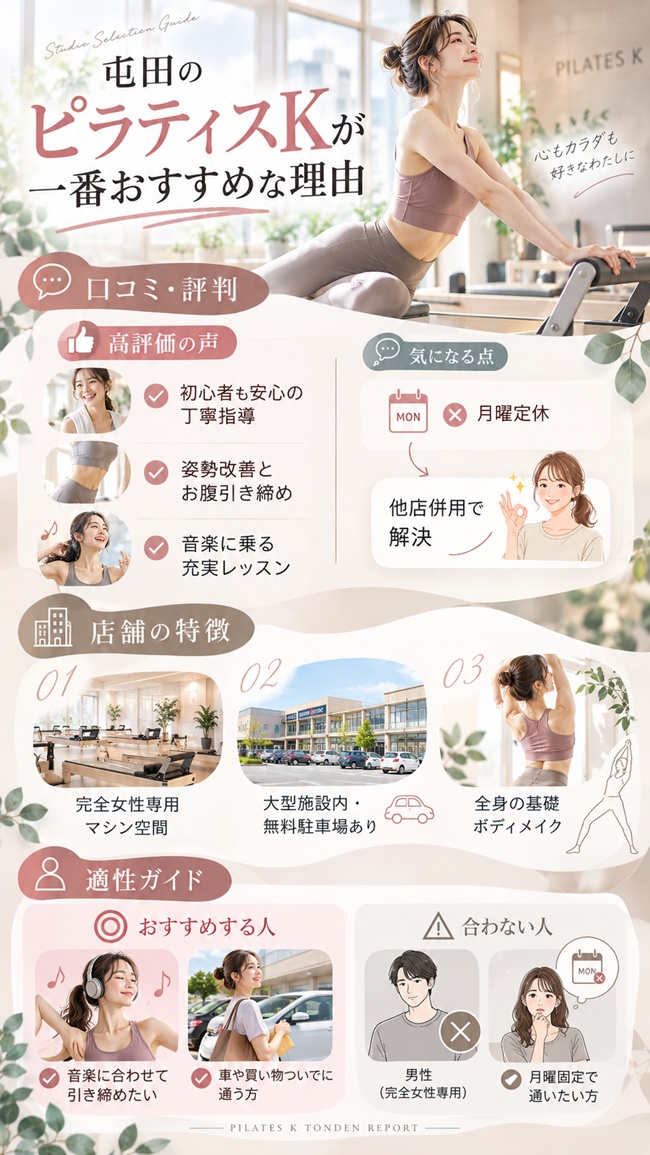 ピラティスk屯田の口コミとおすすめする人