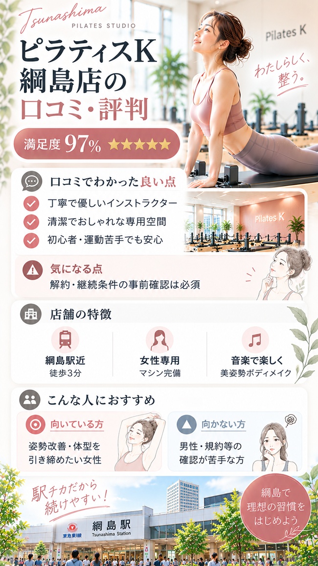 ピラティスｋ綱島の口コミとおすすめする方などまとめ図解
