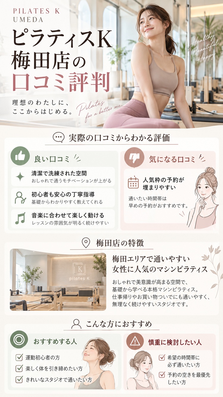 ピラティスｋ梅田店の口コミからおすすめする方までを解説