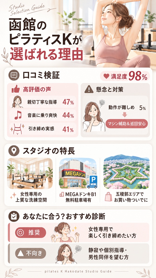 ピラティスｋ八尾店の口コミとお勧めする方などの根拠まとめ図