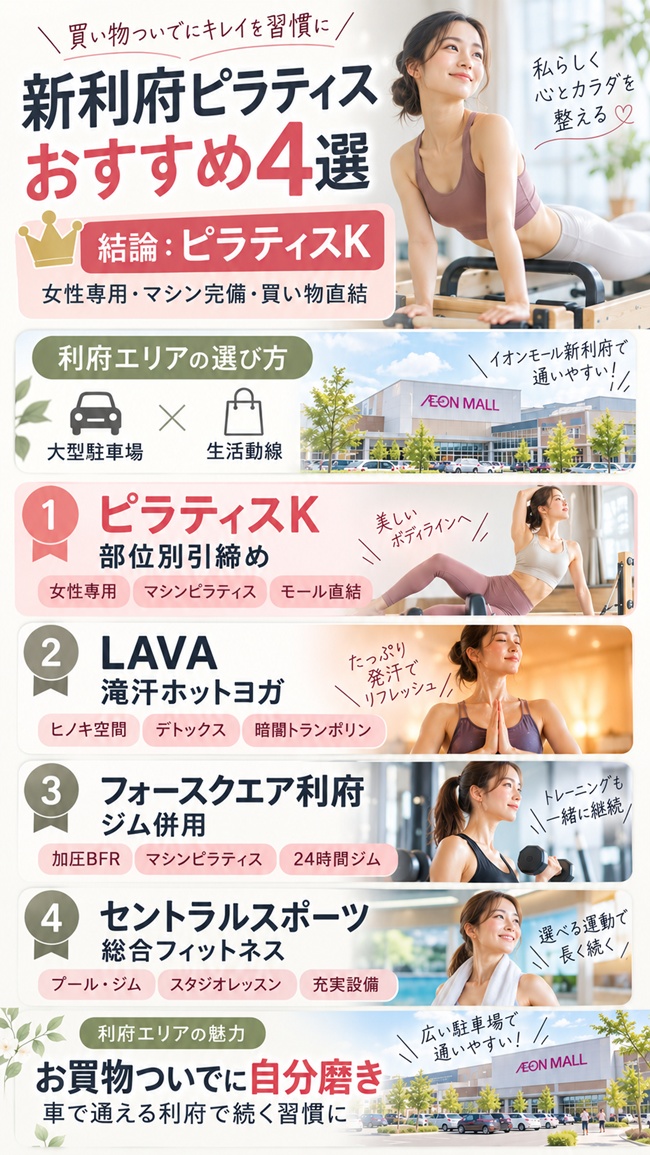 新利府でおすすめのピラティススタジオ、ピラティスｋイオンモール新利府店をおすすめするわけ