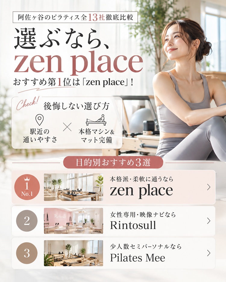阿佐ヶ谷でおすすめのぴrたヒスsたジオ、ゼンプレイスピラティスをおすすめする根拠解説