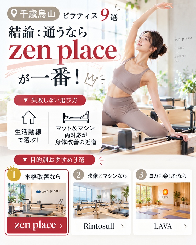 千歳烏山のおすすめピラティススタジオ、ゼンプレイスピラティスをおすすめする根拠を解説