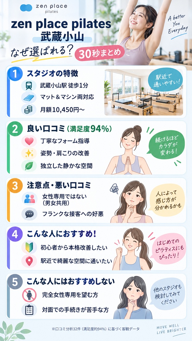 ゼンプレイスピラティス武蔵小山の小の口コミらおすすめポイントまで