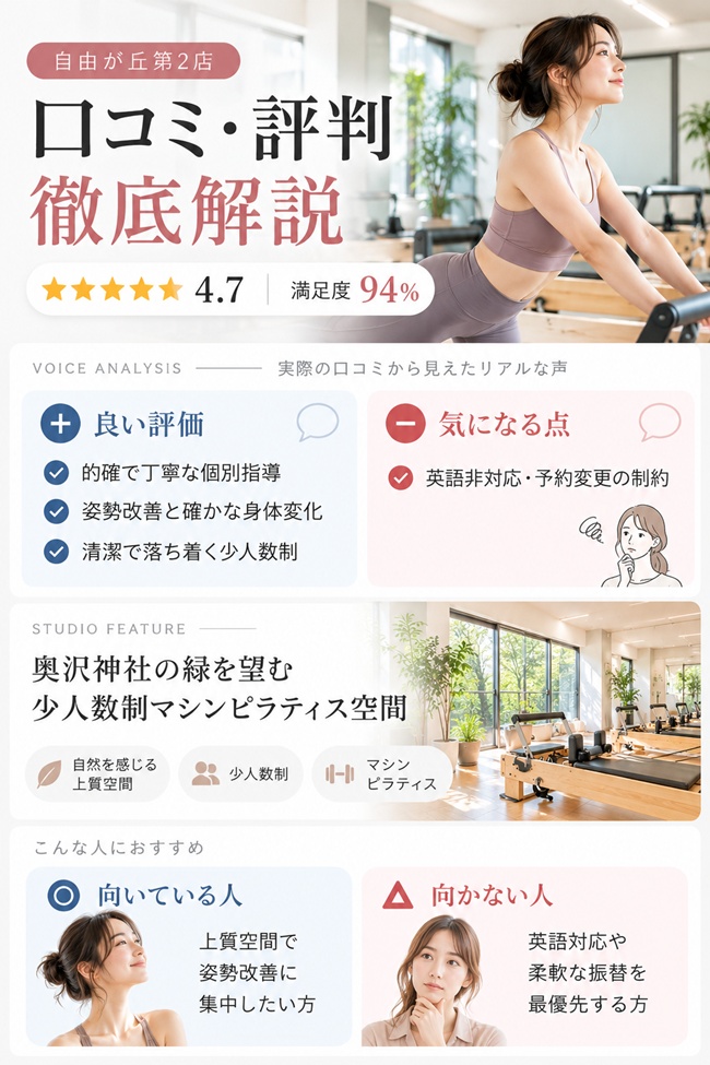 ゼンプレイスピラティス自由が丘第二の口コミまとめ