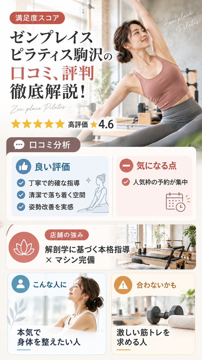 ゼンプレイスピラティス駒澤の口コミとおすすめするひとなどまとめ図解
