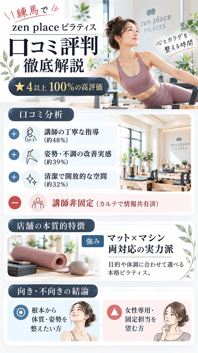 ゼンプレイスピラティス練馬の口コミとおすすめする人などまとめ図解